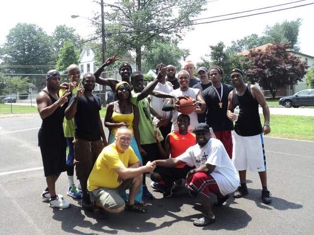 James Holmes hosted a community basketball tournament at Maple Avenue Park in South Bound Brook on July 20. Holmes, a member of the Municipal Alliance and a candidate for Borough Council in November, organized the event as a community outreach project. Participants are pictured here. / Photo Courtesy James Holmes